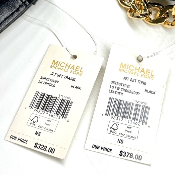 Michael Kors Large Logo Crossbody Bag & Matching Quilted Trifold Wallet Black - Picture 11 of 11